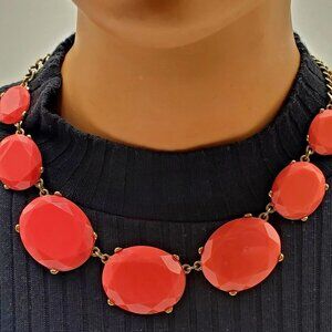 Pink Gold Tone Chain Statement Necklace